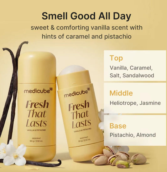 Deodorant Vanilla & Pistachio Fresh That Lasts | 24 Hour Odor Control, No Aluminum, Baking Soda, Parabens, Phthalates, Ethanol | Brightening & Smoothing for Dark Underarms with Kojic Acid & Turmeric | Korean Skincare, K-Beauty